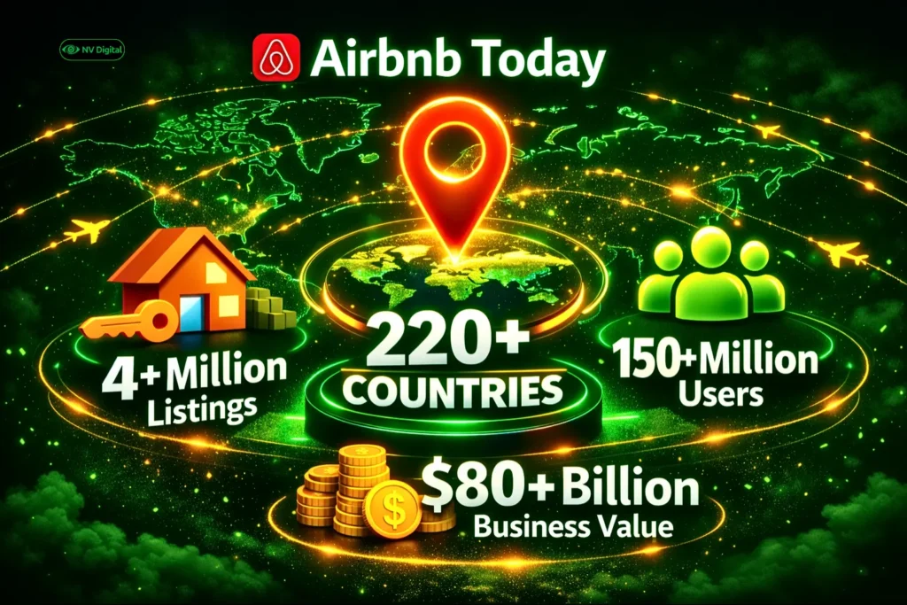 Airbnb’s global reach 4 million listings in 220+ countries serving 150 million users.